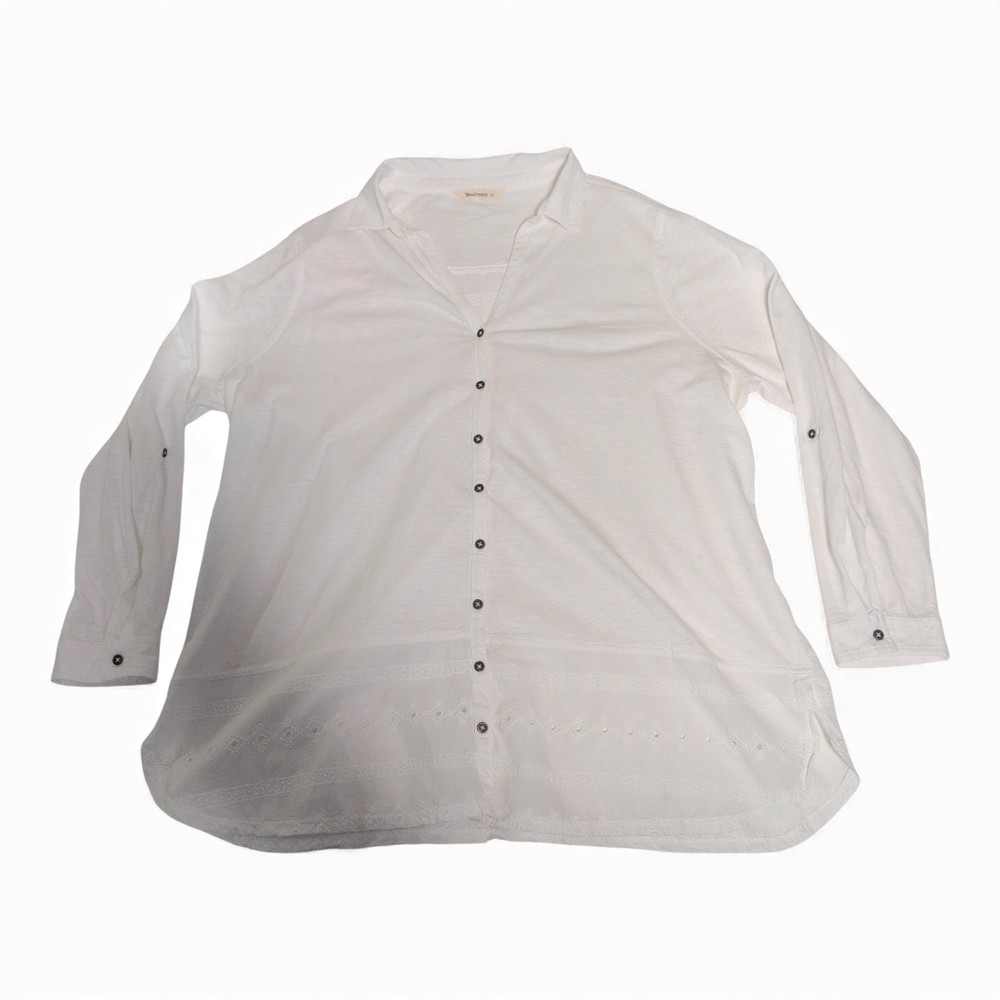 WoolOvers White Button-Front Tunic Top XL